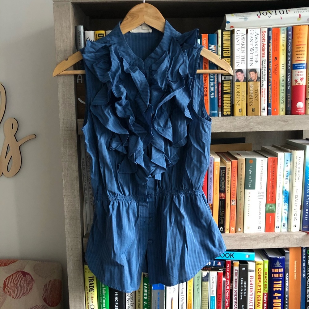 Cute Blue Ruffle Top Size 2
